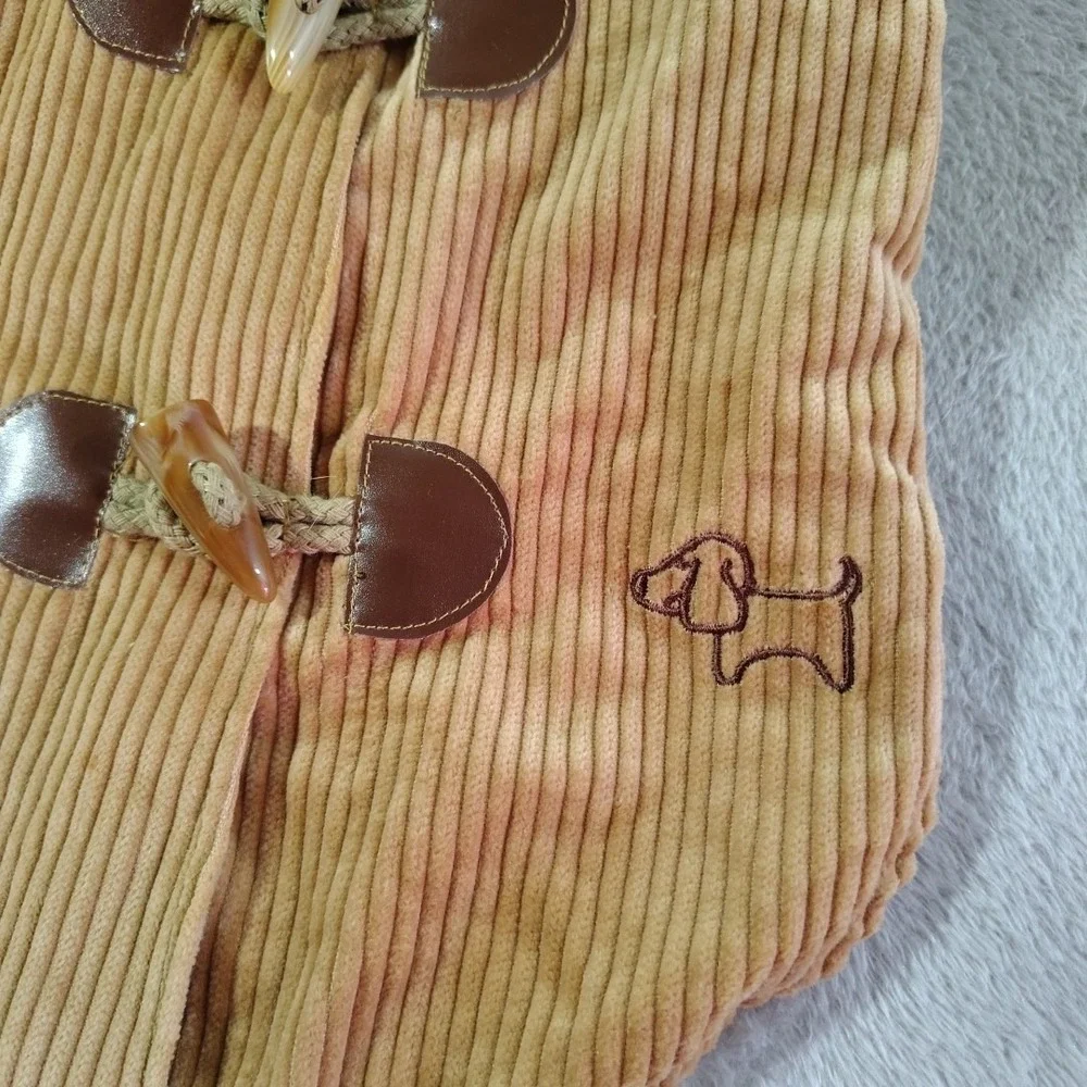 American Dog Outfitters Corduroy Coat M Tan Fleece Toggle Hooded Warm Outdoors‎